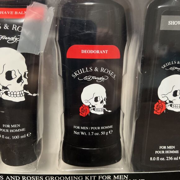 Ed Hardy Skulls & Roses Grooming Kit Men Shampoo Deodorant Shower Gel Aftershave - Picture 5 of 6
